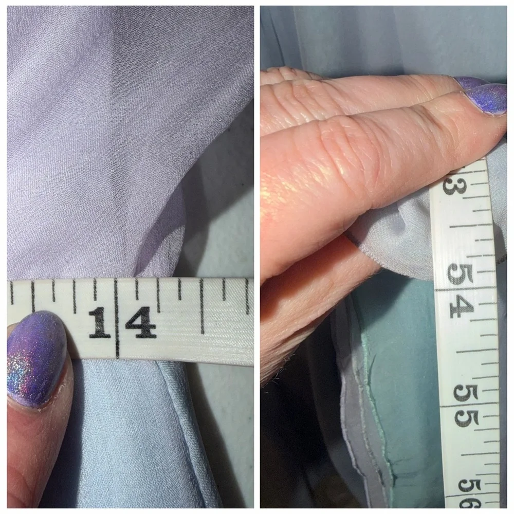 Emporio Armani Purple Blue Midi Dress Silk Chiffon Colorblock 4 Formal Wedding - Picture 10 of 12